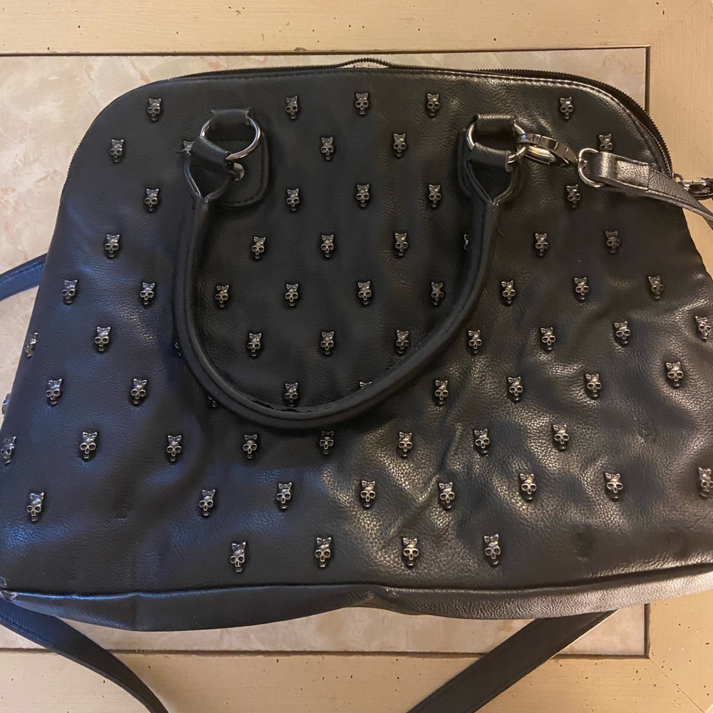 Betsey Johnson Black Faux Leather Skull Bag